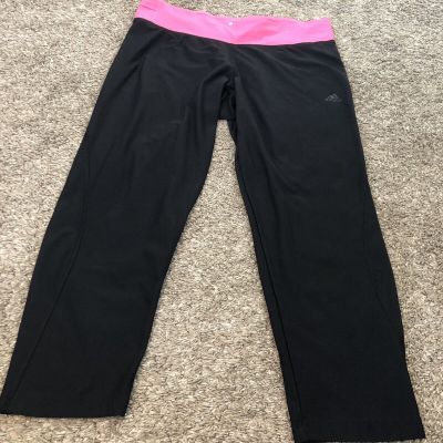 Adidas Climalite Leggings Women’s Size Medium Pink Black Elastic Waist (D5)